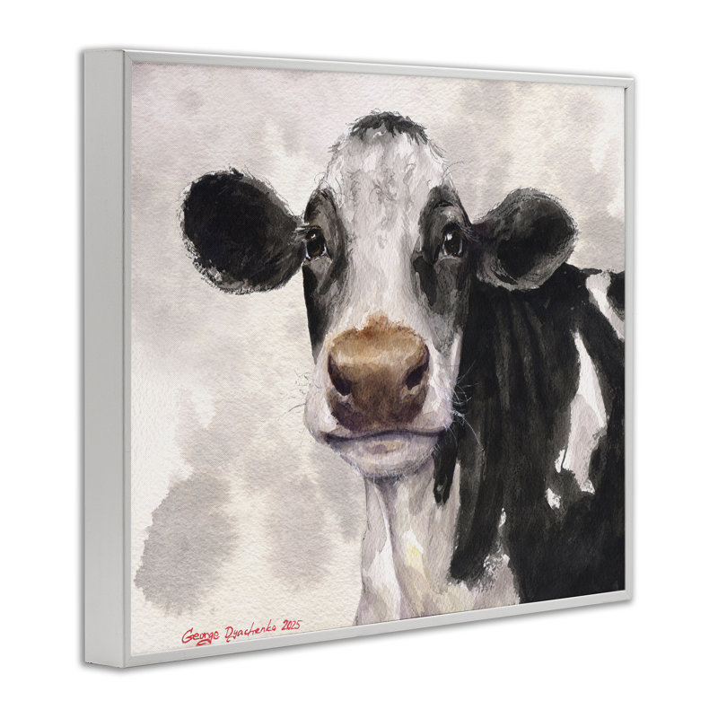 Jolie vache sur fond abstrait, estampe numérique, conception par George Dyachenko, H 11 po x l 14 po