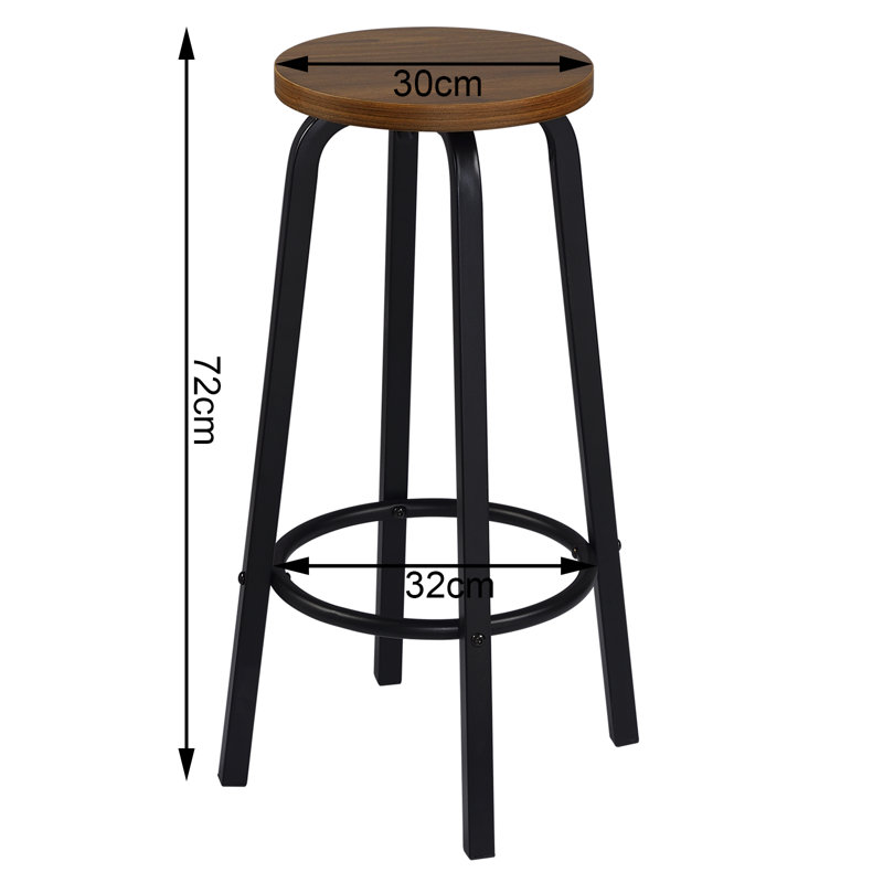 Hayesville Counter Stool with Metal Frame, Black, Dark Beech