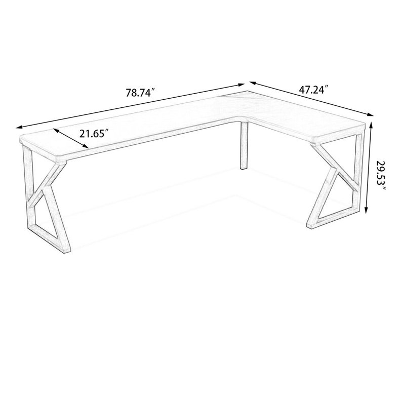  Walnut L-Shaped Solid Wood desks, 29.53" H x 78.74" W x 47.24" D, Right Hand Return