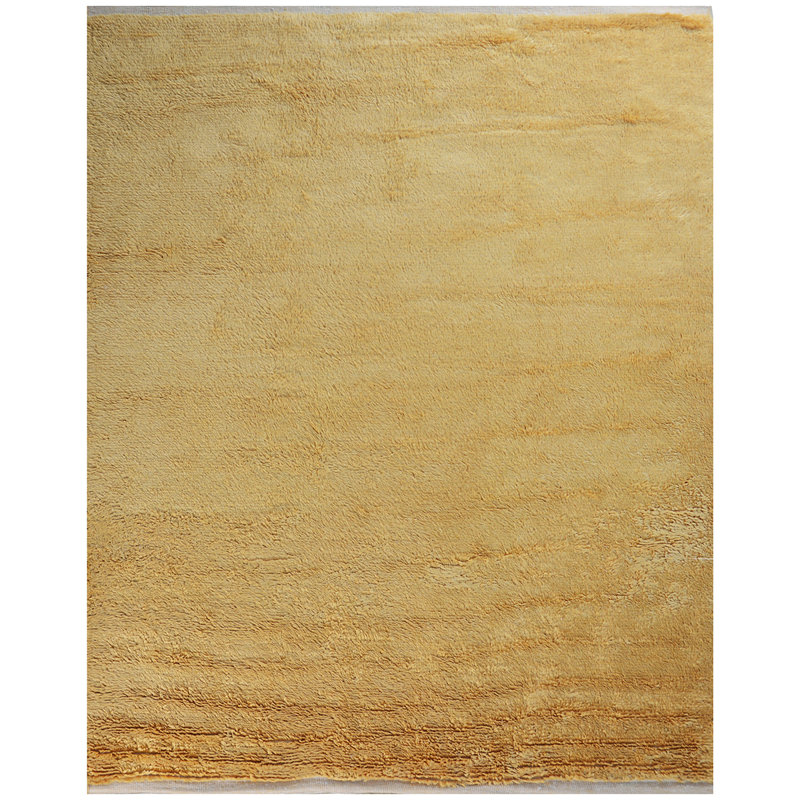 Wool Area Rug in Gold, Rectangle 2' x 3', No Pattern and Not Solid Color