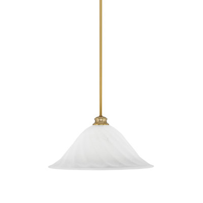 Luminaire suspendu suspendu avec tige en verre blanc albâtre de 20 po