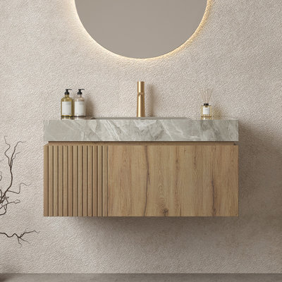 Bathroom Vanity With Sink, Wall-Mounted Storage Cabinet With Drawer And Door For Bathroom