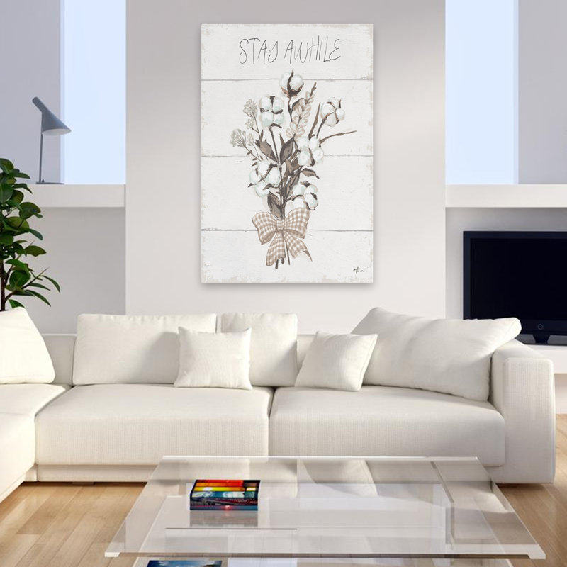 «Blessed III Neutral - Bouquets Bows», art floral de coton, H 48 po x l 32 po