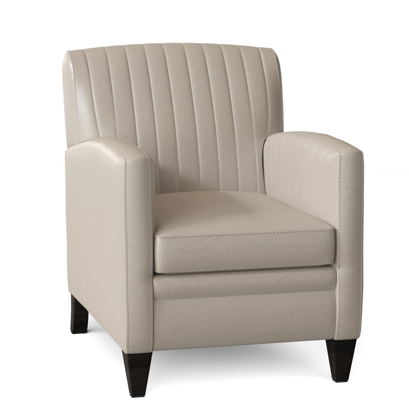 Barnabus Leather Club Chair, Aline Fumo Genuine Leather, Cobblestone