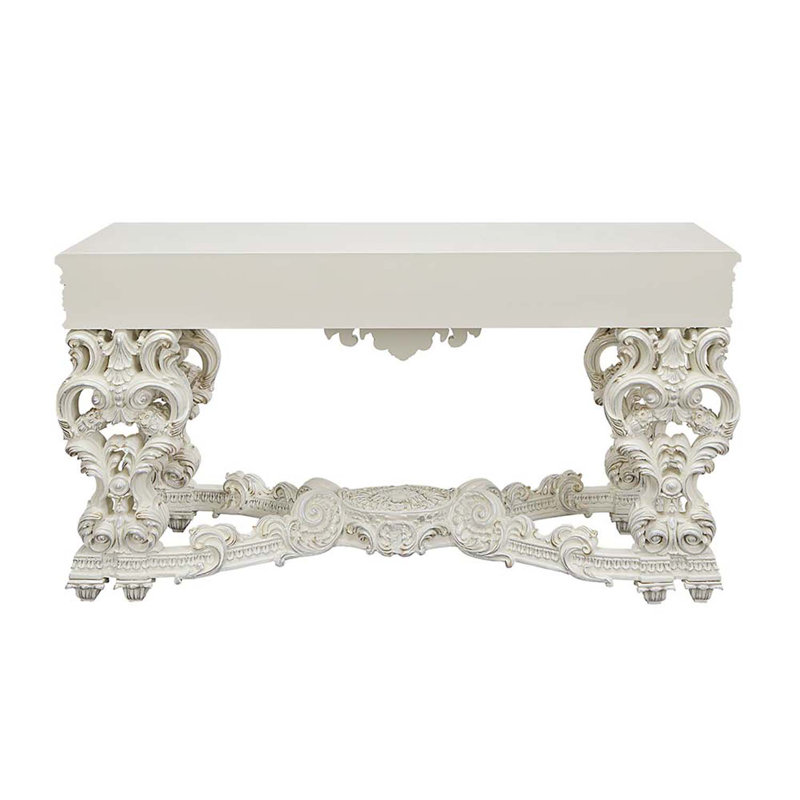 Table de canapé 69 po Adara, finition blanc antique