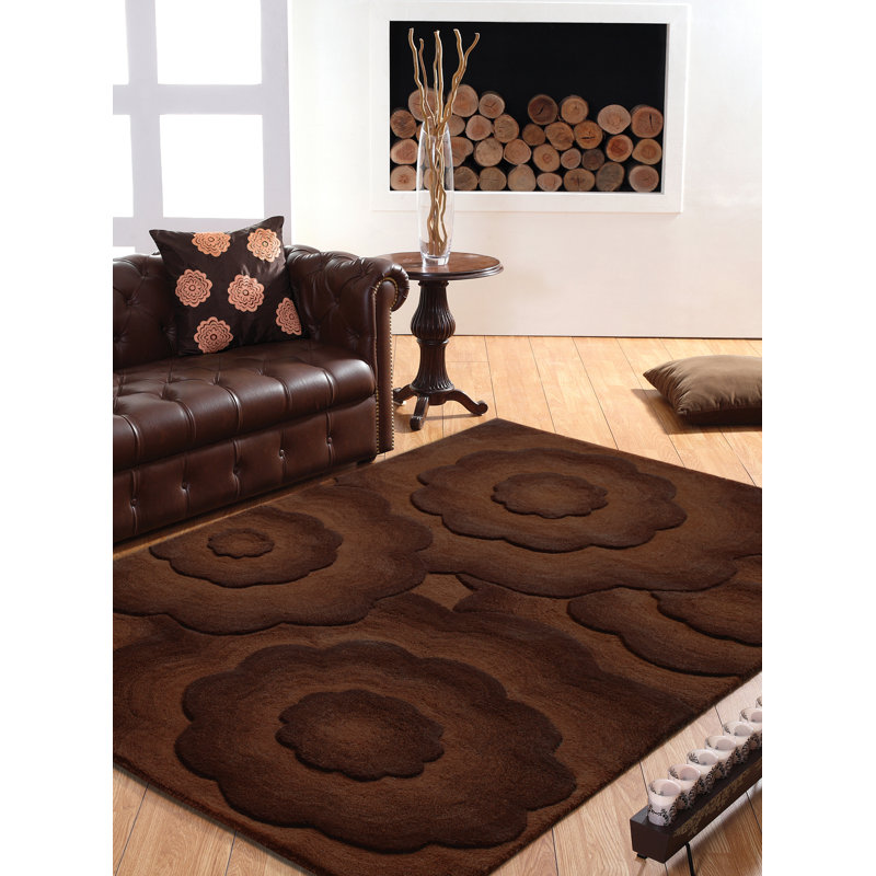 Tapis brun laine tufté main Panama, Rectangle 5' x 8'