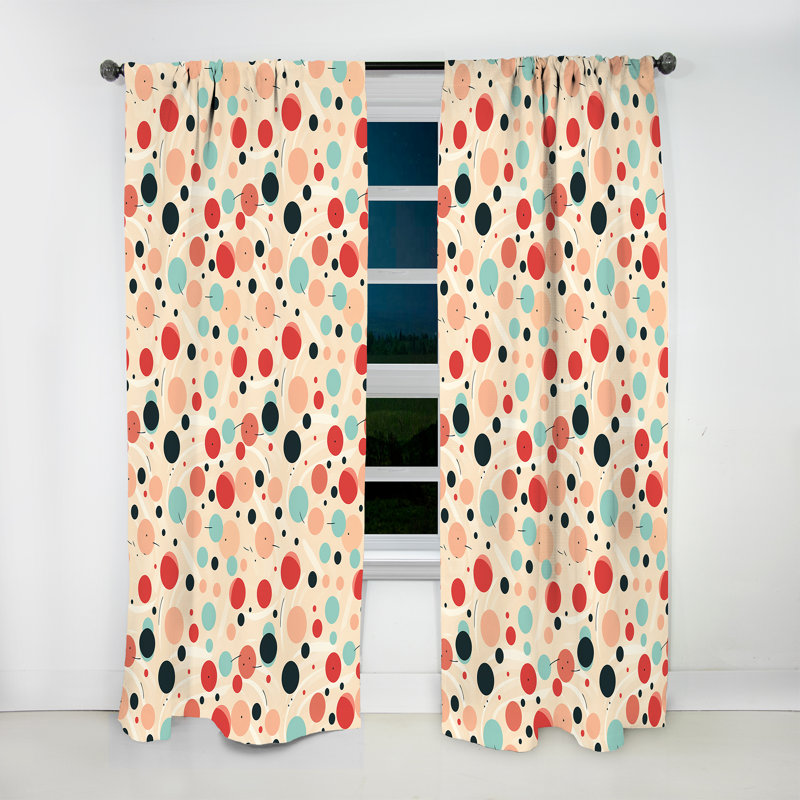 Motif à pois Nostalgic Charm - Rideau abstrait - Rideau abstrait obscurcissant - 1 panneau, L 52 po x L 120 po