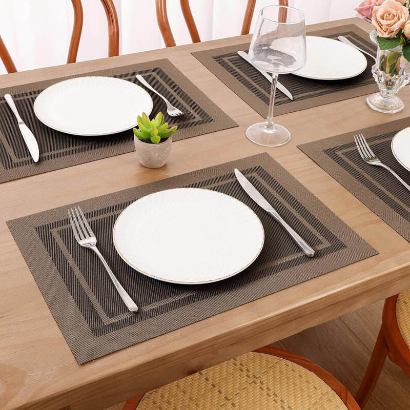 Ensemble de 4 napperons en PVC pour la protection de la table de salle à manger, Marron clair