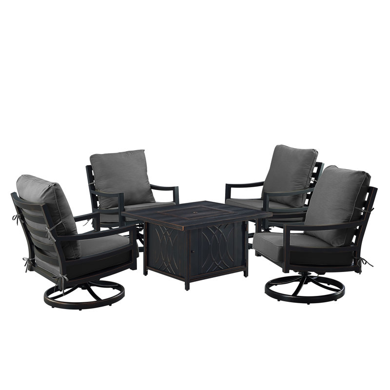 Ferruh 4 - Person Patio Conversation Set with Cushions, Black
