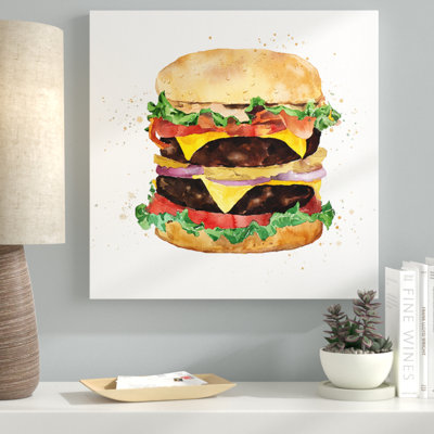 All Dressed Double Cheeseburger Print On Canvas