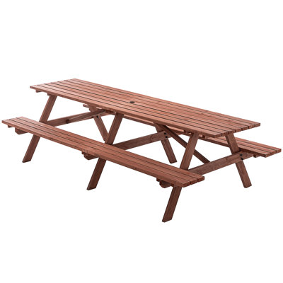 Très grand ensemble de table de pique-nique d'extérieur de 95 pouces avec bancs