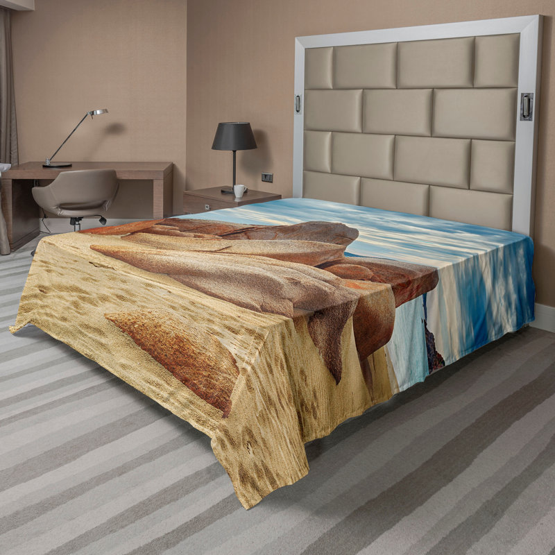 Drap de plage Ambesonne Tropi, Drap plat pour très grand lit californien