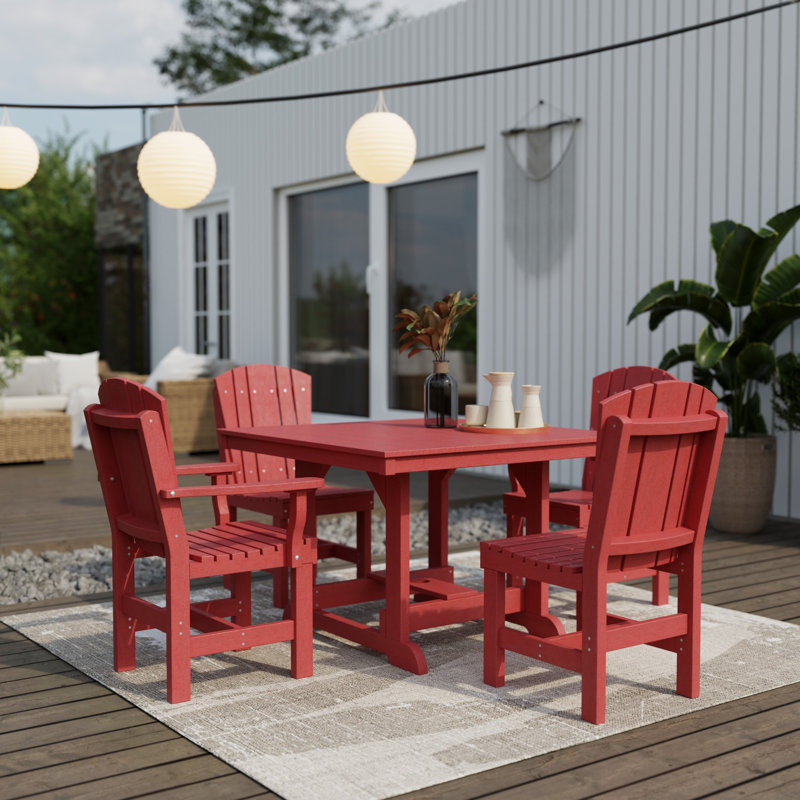 Heritage 5-Piece 44" x 44" Dining Set, Cardinal Red