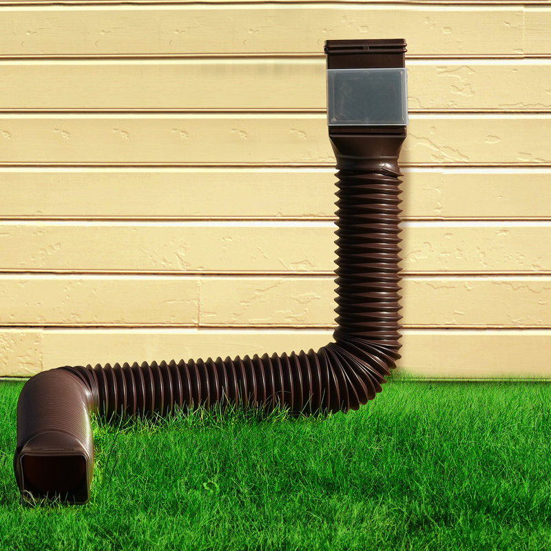Rain Gutter Downspout Extensions 2-Pack Flexible Downspout Extender, Brown