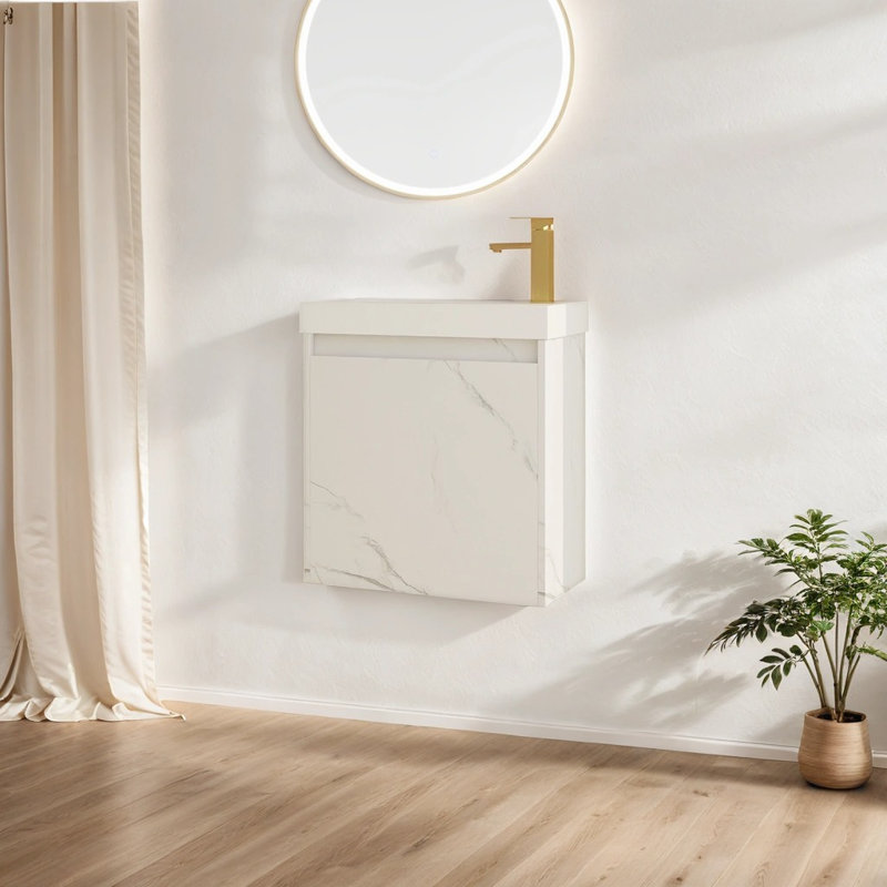 Josalee 20 " W Wall Mounted Wall Mounted Single Double Single Vanity Bathroom Vanity With Resin Top