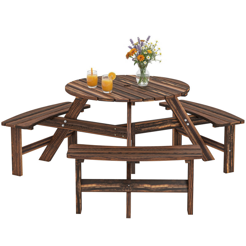 Solid Wood Patio Dining Set Table,, Brown, Brown