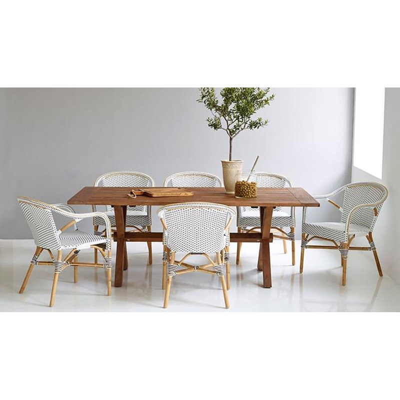Natural Brown Teak Rectangular Outdoor Dining Table