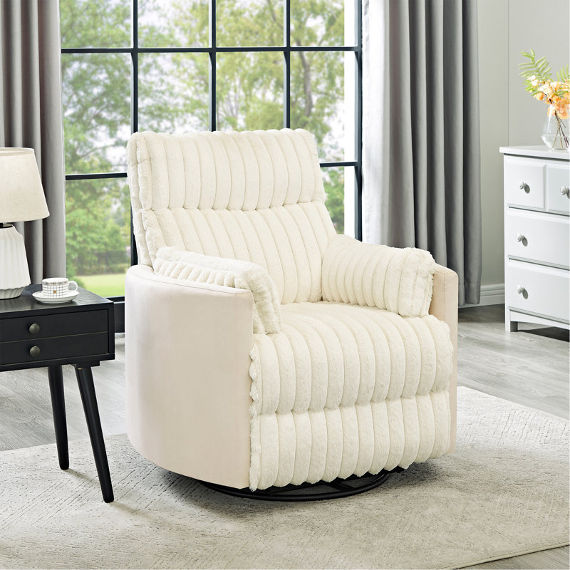 Fauteuil inclinable manuel en velours côtelé Bocaton, Blanc