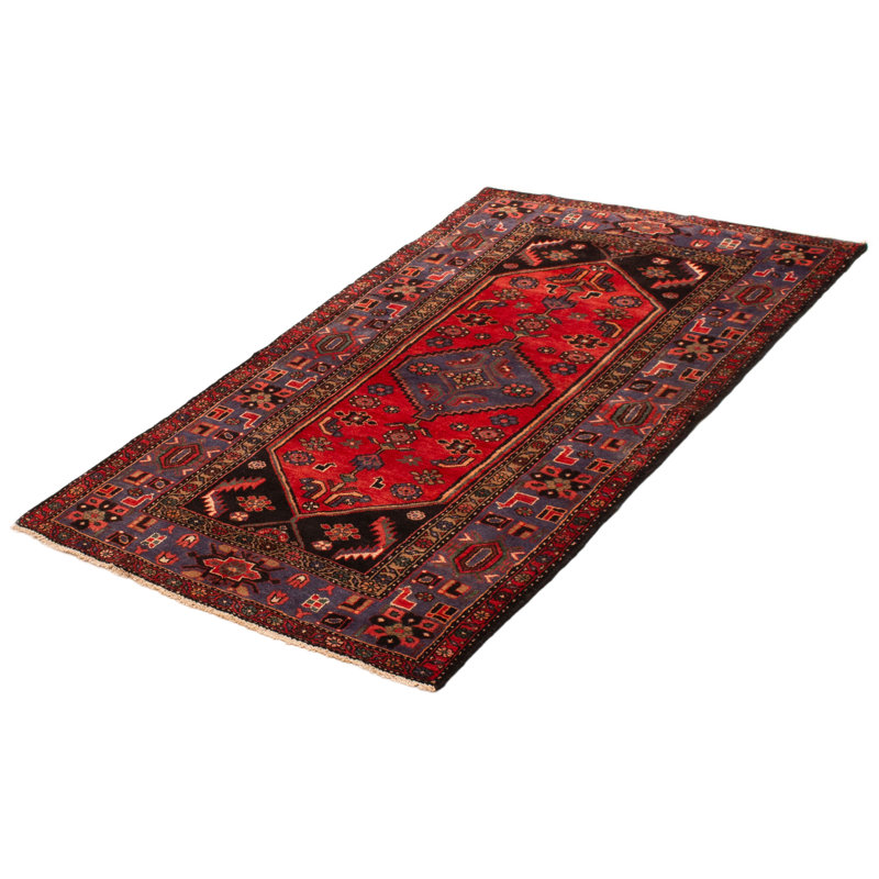 Tapis rouge fait à la main unique 4 pi 3 po x 7 pi 3 po Andelz