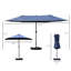 Parasol rectangulaire de 4,57 m (15 pi), bleu foncé - Toile isolante, manivelle facile, double face pour terrasse et patio.