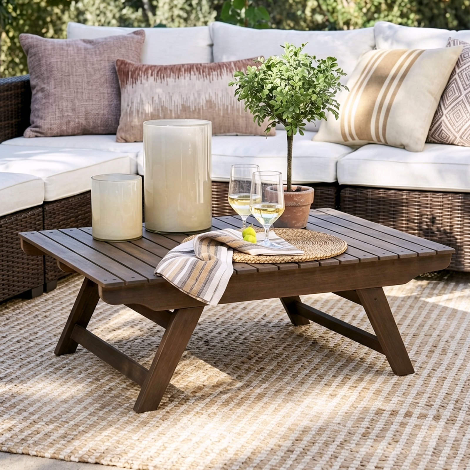Bullock 37 " Acacia Patio Table, Gray