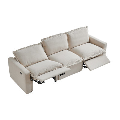 Canapé inclinable électrique modulaire surdimensionné de 109,45 po, canapé 3 places avec deux fauteuils inclinables électriques, ports de charge USB et Type-C, revêtement résistant aux taches pour animaux de compagnie, coussins en duvet