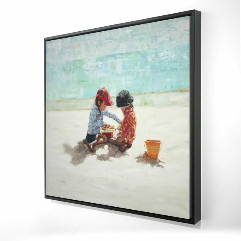 Toile marine et côtière bleue - décor de petites filles à la plage