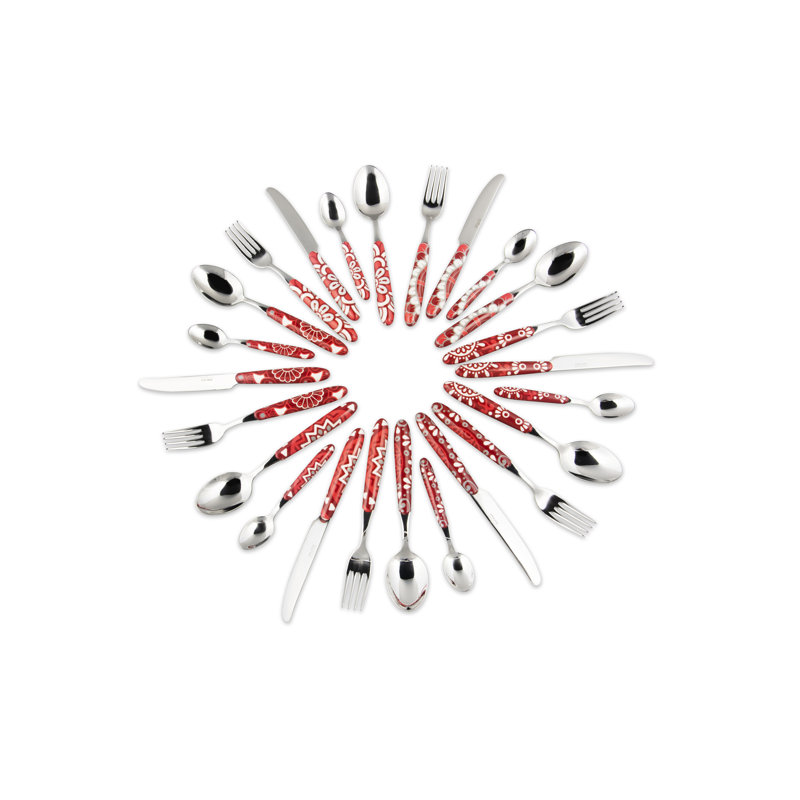 24 Pieces Coloured Cutlery Set, Service For 6