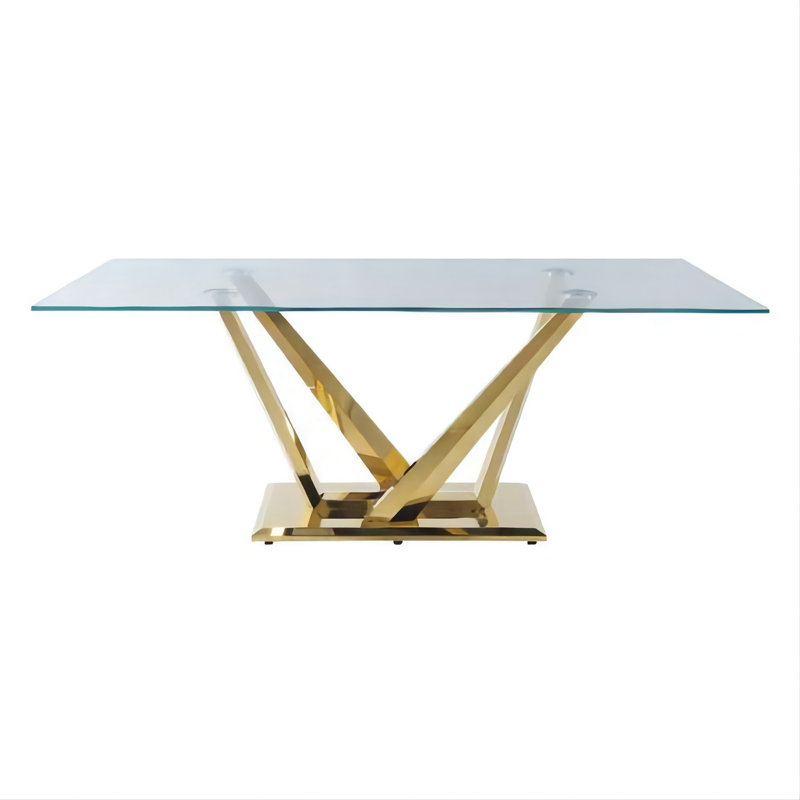 Glass Top Metal Base Dining Table