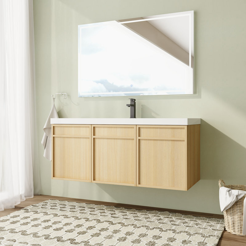 Meuble-lavabo simple mural 48 po avec comptoir en résine