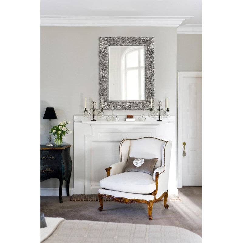 Luise Ornate Beveled Framed Accent Mirror, Nickel