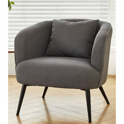 Chaise d'appoint en velours avec coussin, fauteuil rembourré moderne avec pieds en métal, fauteuil demi-tonneau confortable pour la chambre à coucher du salon