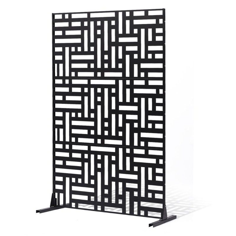 Paravents et panneaux d'intimité en métal pour patio, H 76 po x l 47 po x P 20 po, Noir, noir, noir, noir