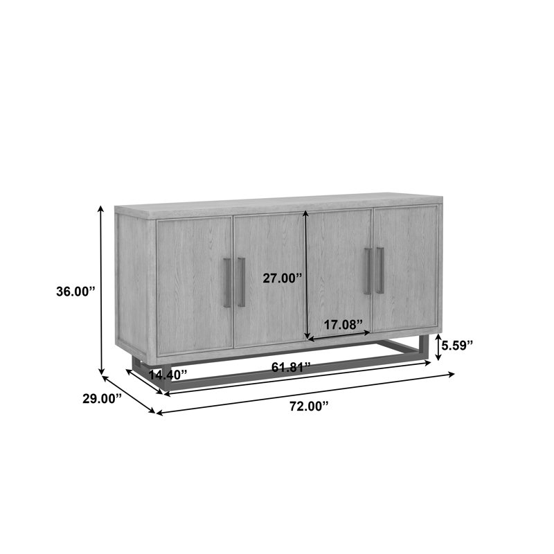 Catalina 72'' Distressed Wood and Black Metal Sideboard