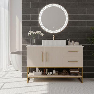 Modern bathroom vanity with ceramic basin sink