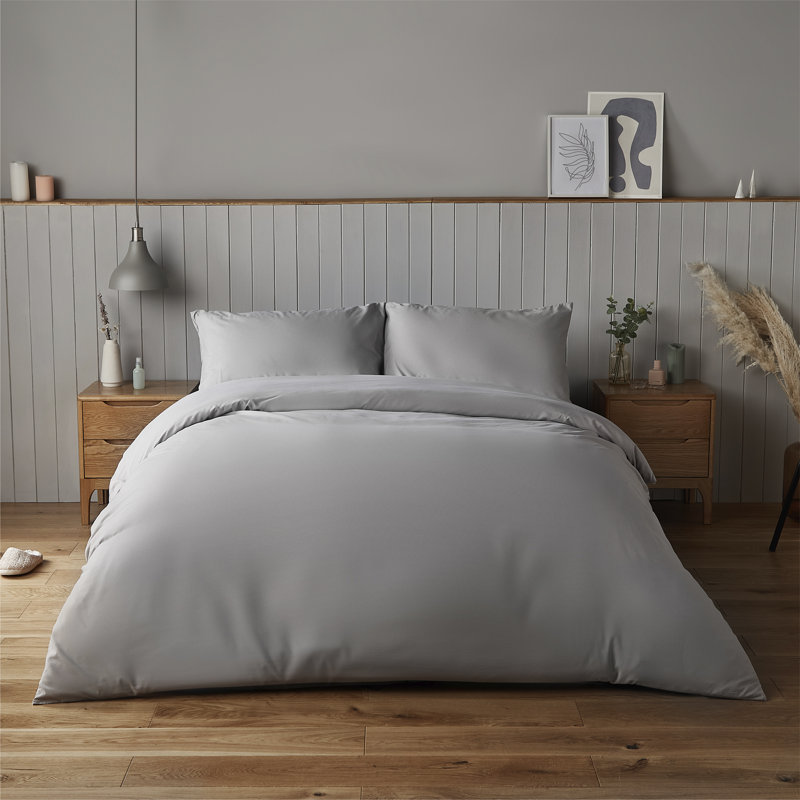 Silentnight Supersoft Duvet Set, Dove Grey, Double - 2 Standard Pillowcases