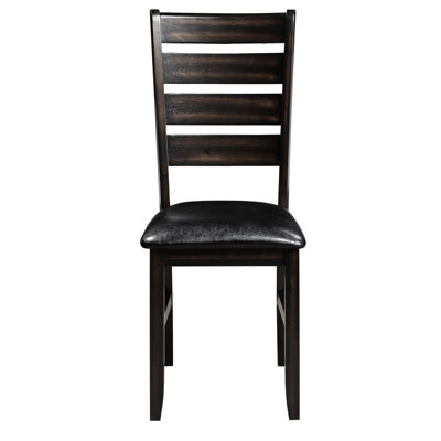 Chaise de salle à manger contemporaine à dossier (de 2) - Assise rembourrée en mousse noire avec 2 chaises, similicuir, stable