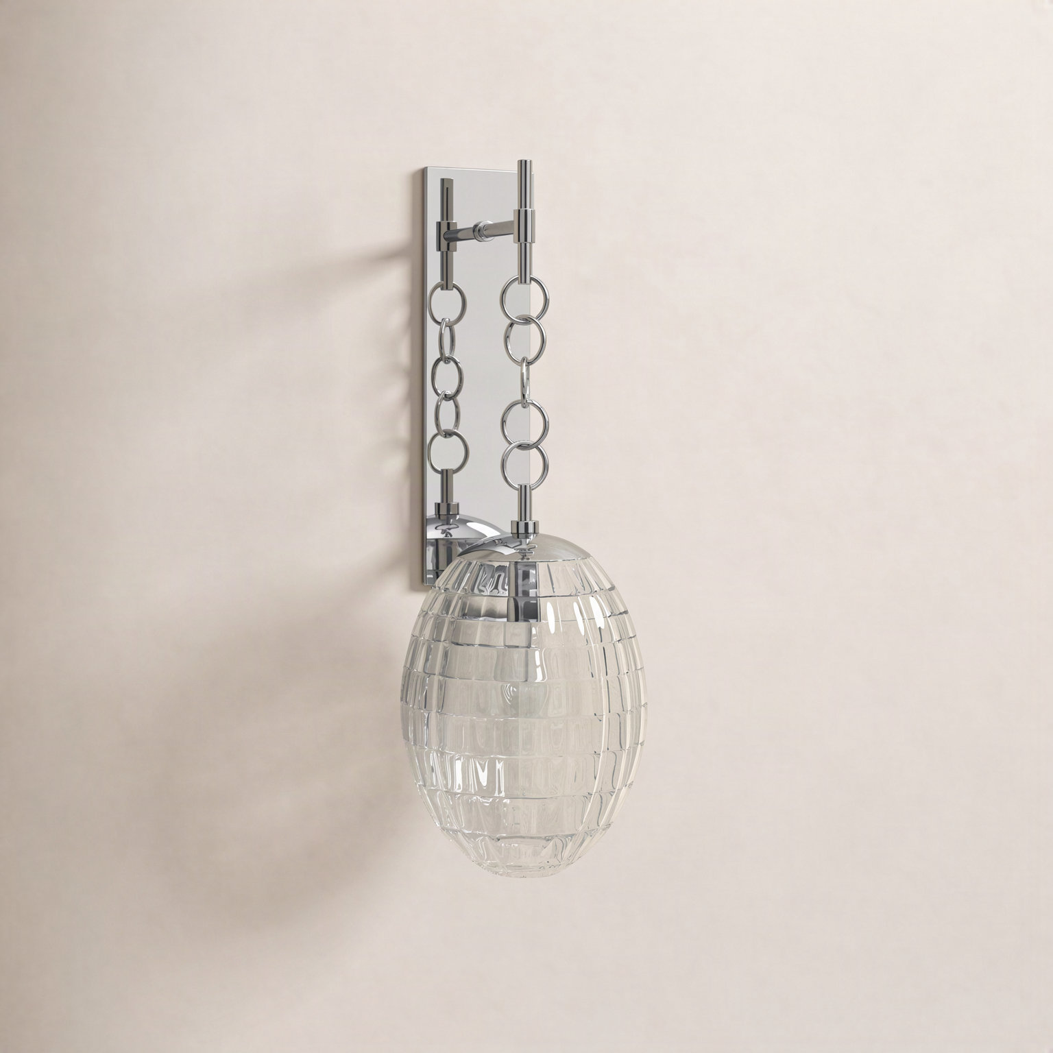 Akio Single Light Dimmable Armed Sconce, Polished Nickel