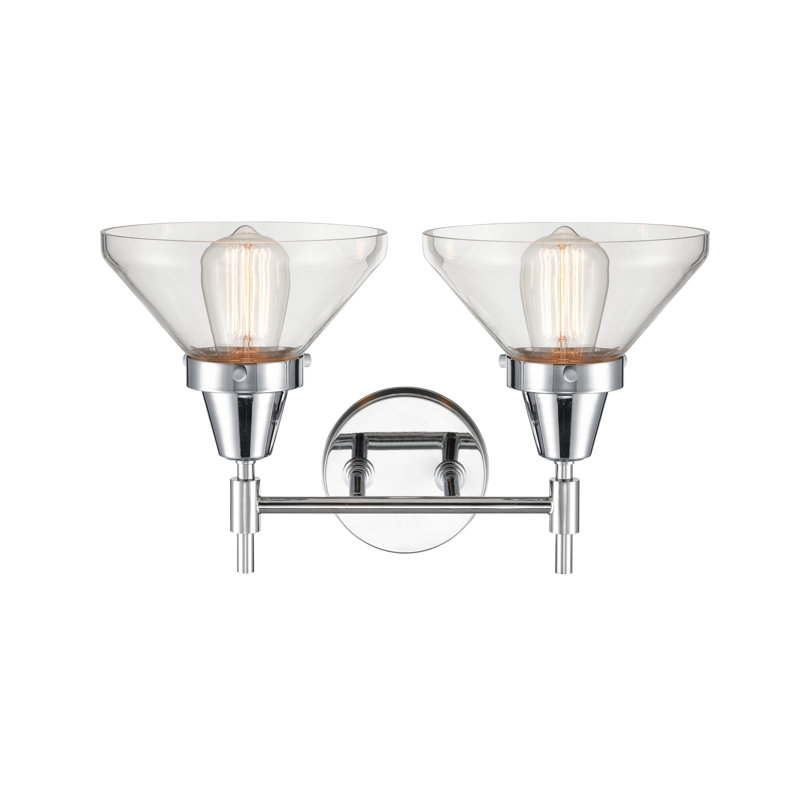 Éclairage de salle de bain à intensité variable 2 lumières Amede, Clair, Chrome poli, Ampoule DEL 4 watts rétro