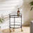 Modern Coffee Round Bar Cart with Tempered Glass Shelves and Gold Locking Casters
