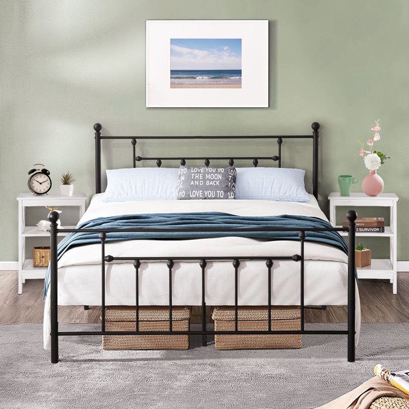 Kempst Steel Piece Bedroom Set, White, Queen