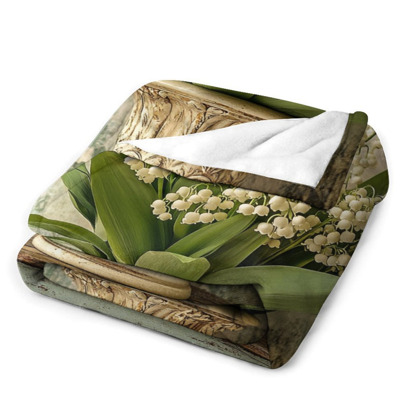 Jeté de luxe en flanelle Lilyofthevalleybouquetinornateurn, 60 x 80 po