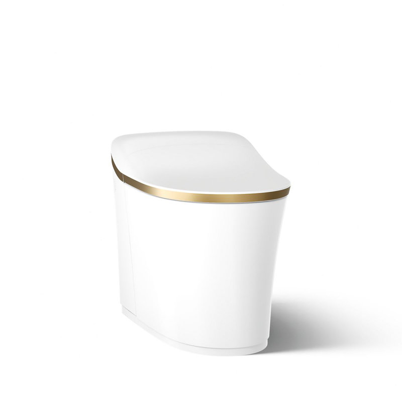 Eir™ Comfort Height™ Elongated Toilet, White/Moderne Brushed Brass