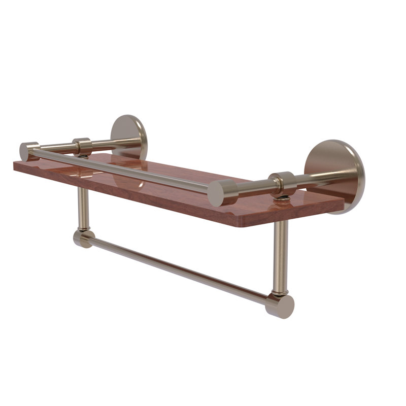 Dalston Bracket Shelf with Towel Bar, Antique Pewter, 5"H x 16" W x 5" D