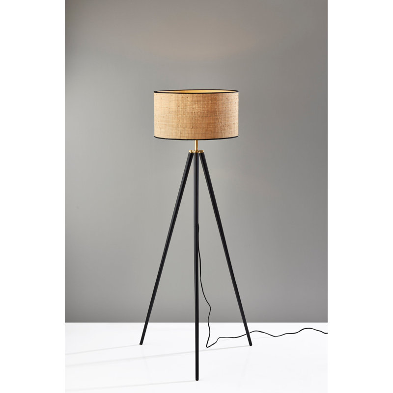 Lampe trépied 60 "Kisa, Noir/laiton antique, Brun / noir