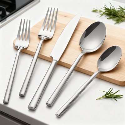 Ensemble de couverts en acier inoxydable 40 pièces, service pour 8, ensemble de couverts à finition miroir forgé Potter, va au lave-vaisselle