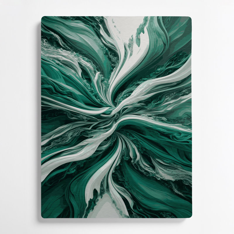 Abstrait paysage 55, art mural en métal vert, H 16 po x l 20 po