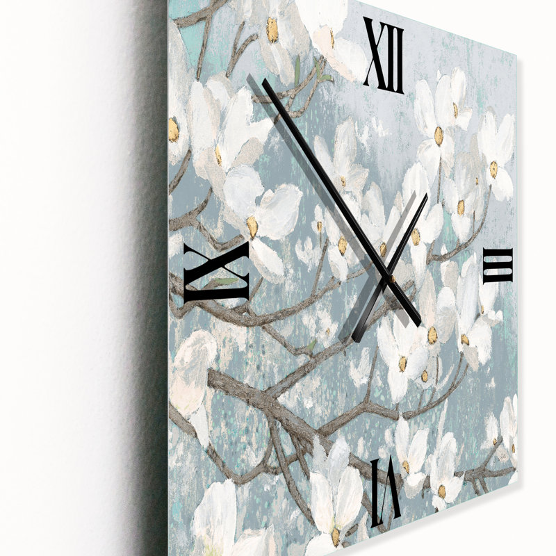 Bleu sur fond gris - Horloge murale traditionnelle, Grand