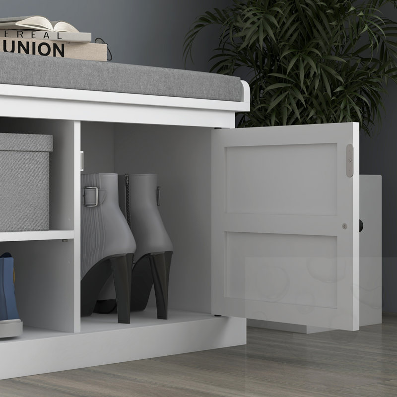 Banc de rangement pour chaussures avec coussin et tablette réglable