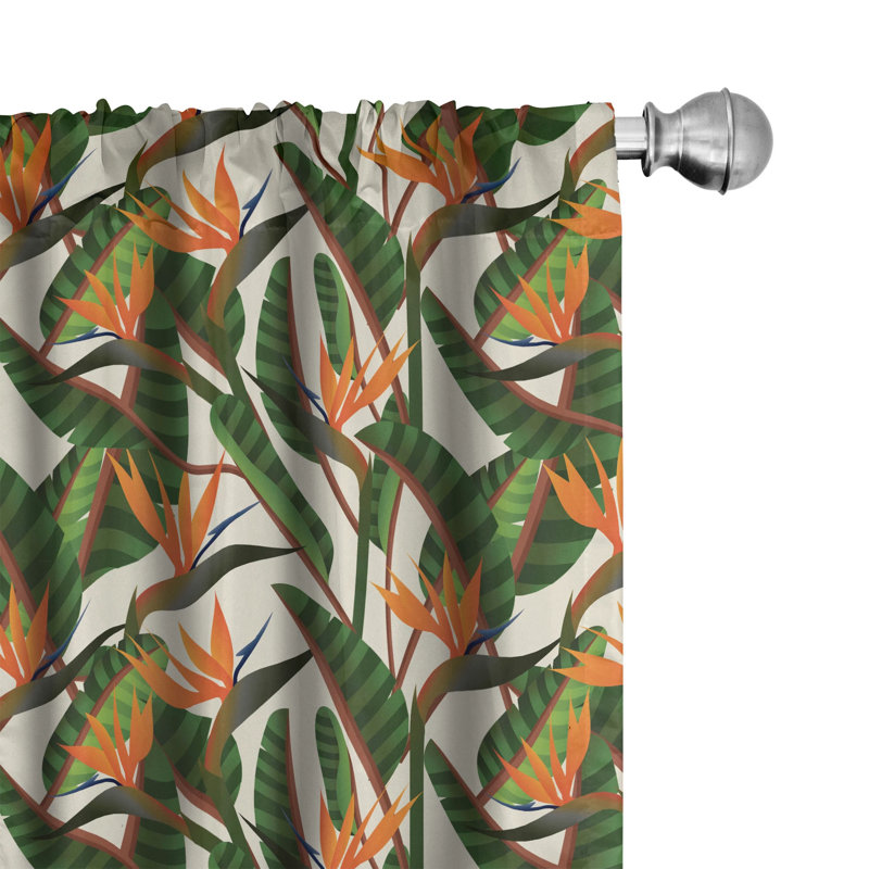 Botanical Semi-Sheer Rod Pocket Curtain Panels, 28" x 84"